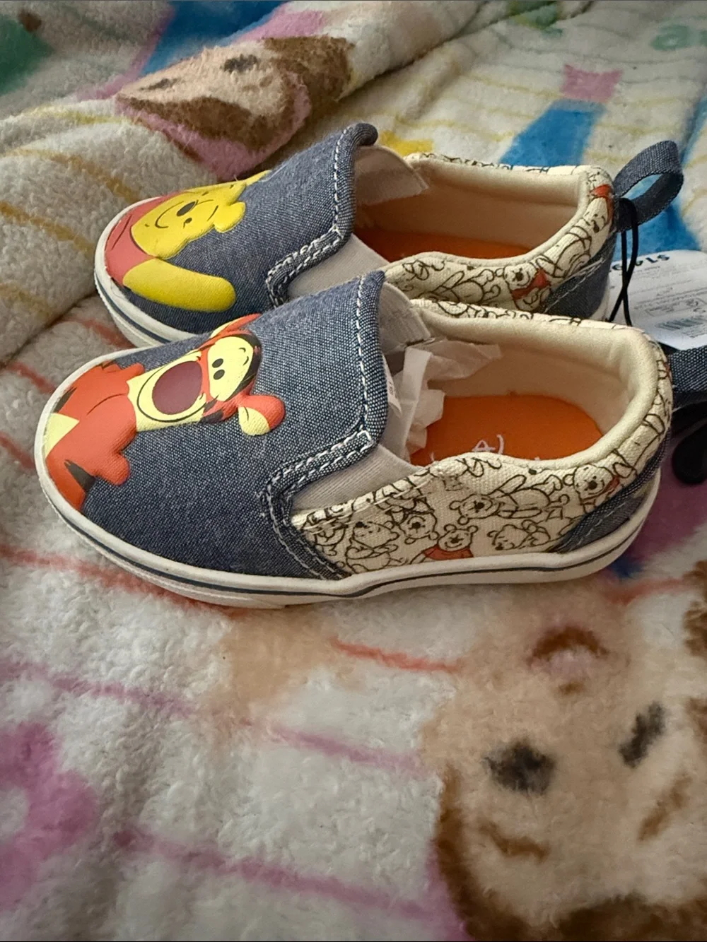 Disney Kids Slip-On Sneakers with Winnie the Pooh & Tigger - Blue/Yellow/Orange